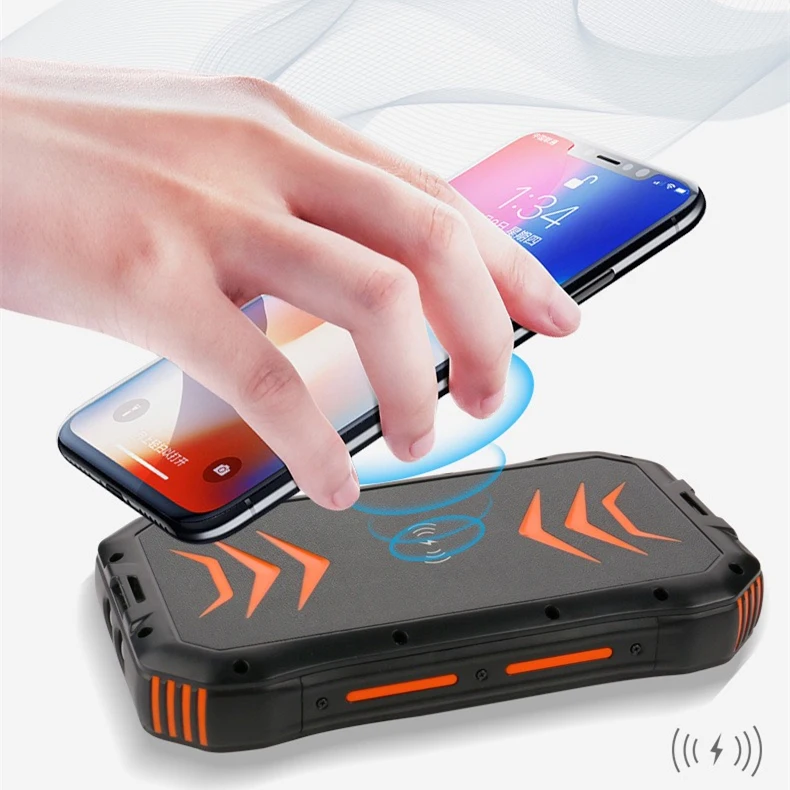 Waterproof Portable Solar Power Electronics Bank 30000mAh Dual USB Mini Battery Charger Magnetic Wireless Phone Bank With Light