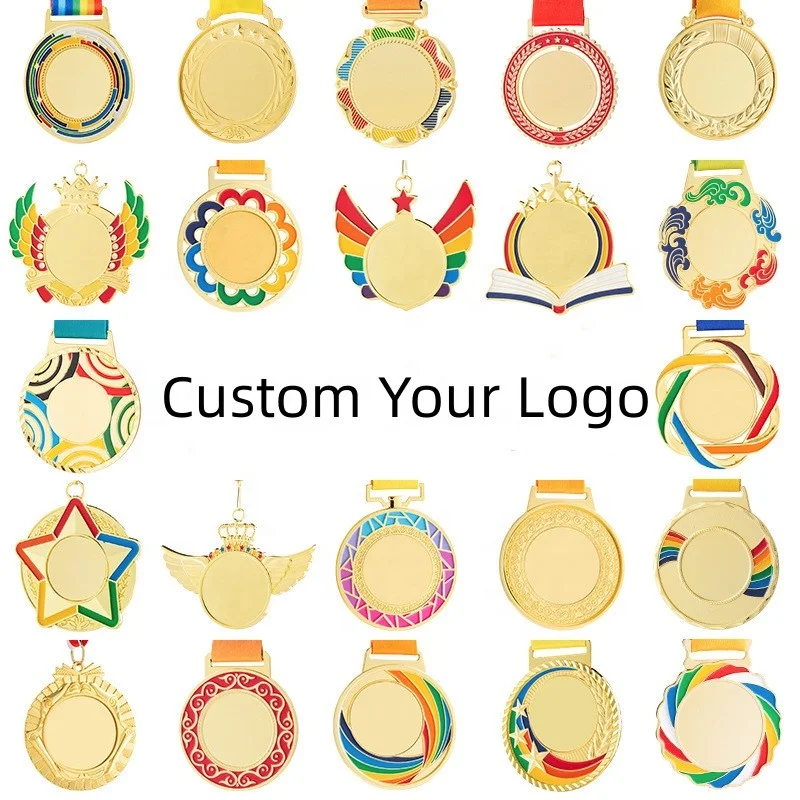 Fast Wholesale of Best-Selling Gold Silver Brass Plated Blank Sports Medals and Ribbon Medals