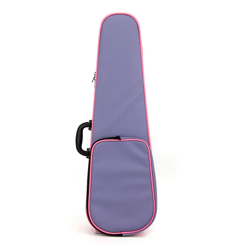 Wholesale Cheaper Guitar Case Comfortable Foam Violin Case Pink & Purple Leather Covered Polystyrene Music Case For Musician