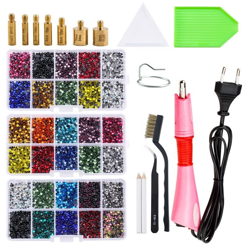 Wholesale Hot-Fix Rhinestones Dmc Middle Eastern Hot-Fix Rhinestones Tool Set Suits Shoes Bags Clothing DIY Jewelry Accessories