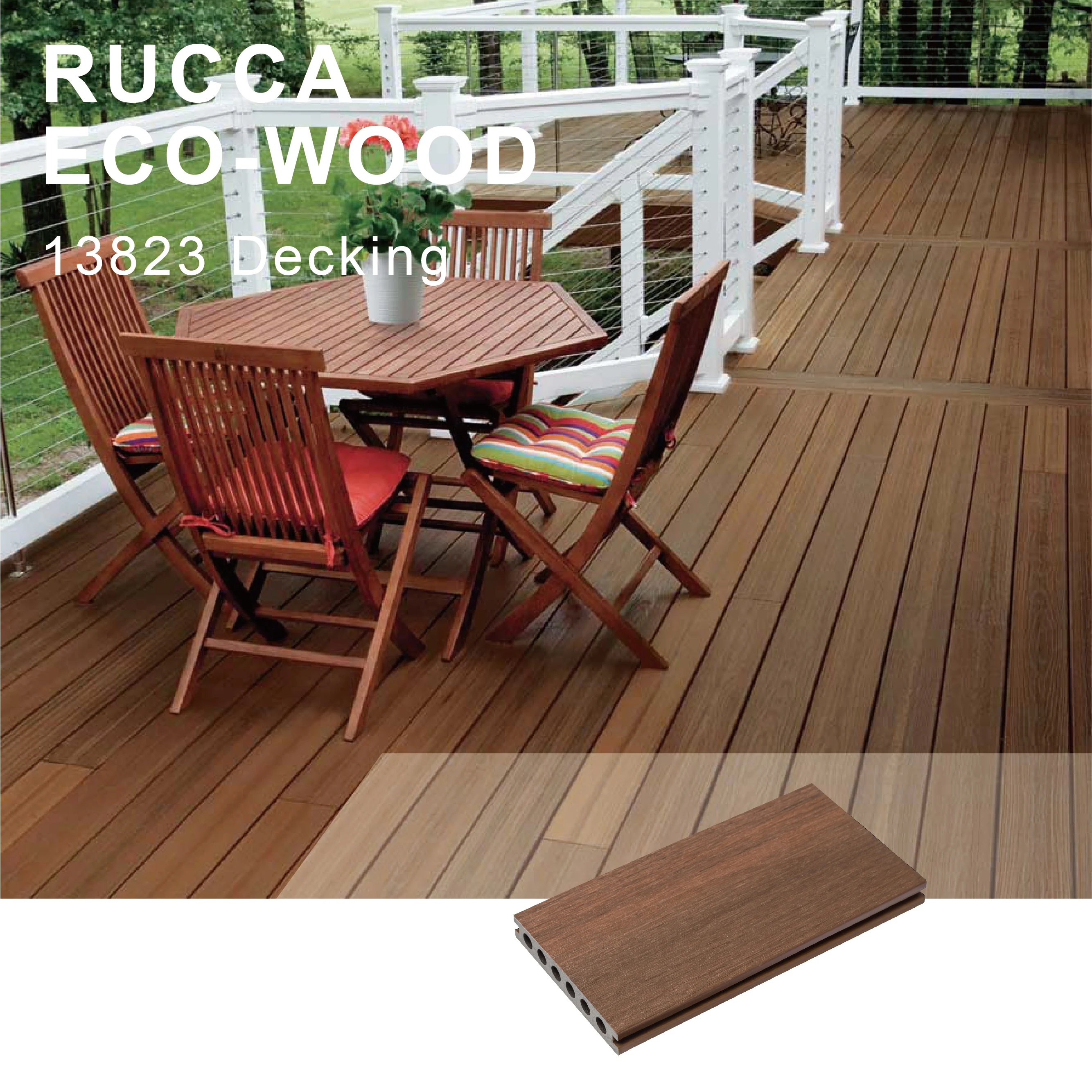 Durable WPC Wood Plastic Composite Extrusion Technology Outdoor Co Extrusion Decking Flooring 138*23mm