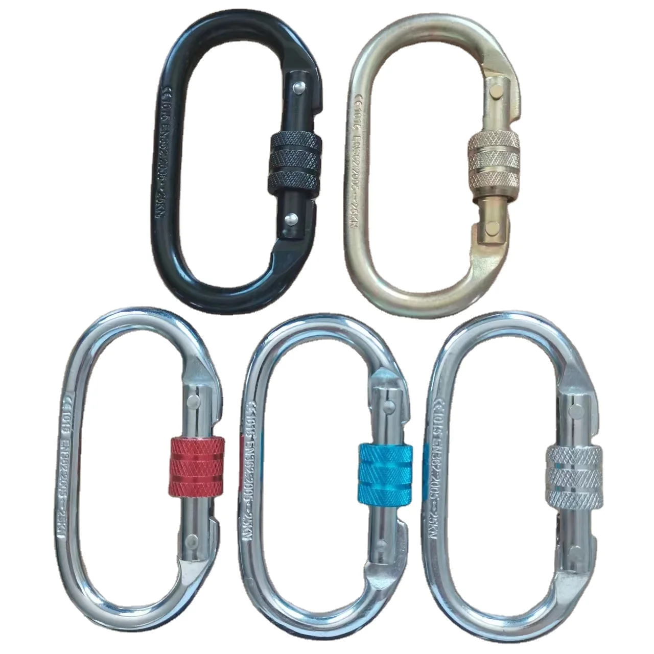 industrial steel snap hook 25kn O-shaped hand Screw Carbon alloy Steel Climbing Carabiner Heavy Duty Lock Steel Carabiner Climbing O shape carabin