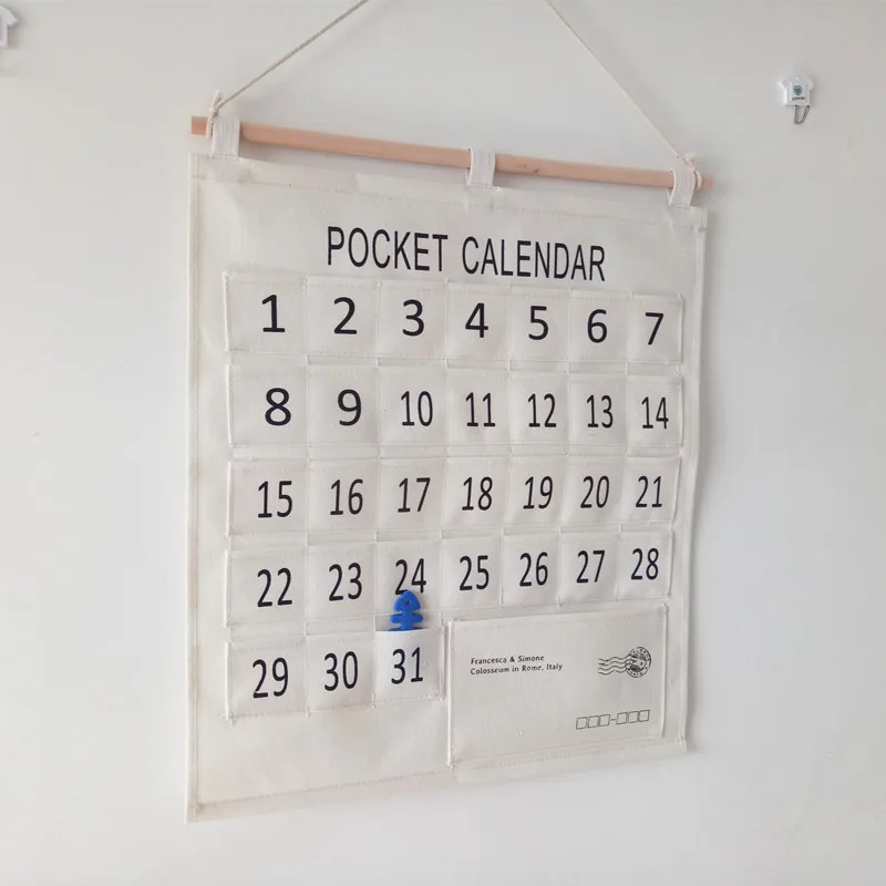 Wholesale Nordic Mini Pocket Card Hanging Bag Small Storage 31 Bags Check in Registration Date Small Organizer