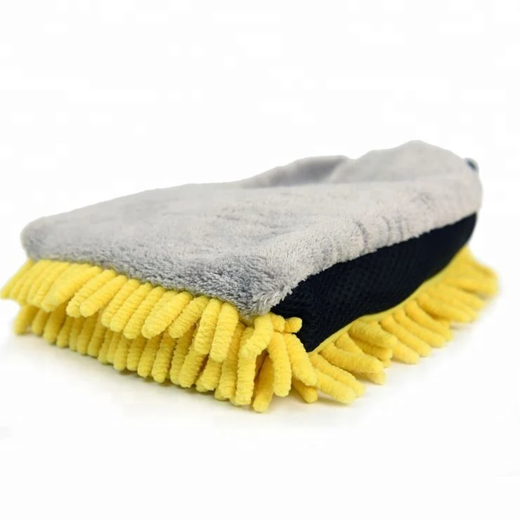 Manufacturer wholesale thickened double layer car wash mitt  double-sided anti-scratch waterproof car wash mitts