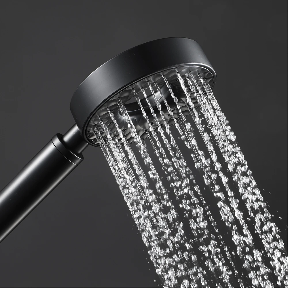 HIDEEP Bathroom Shower Accessories Black Round ABS Three Function Rain Hand Shower