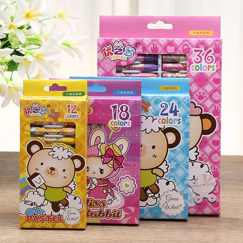 Top quality 12/18/24/36 colors hexagonal crayon vivid color artist oil pastel painting stick for kid painting