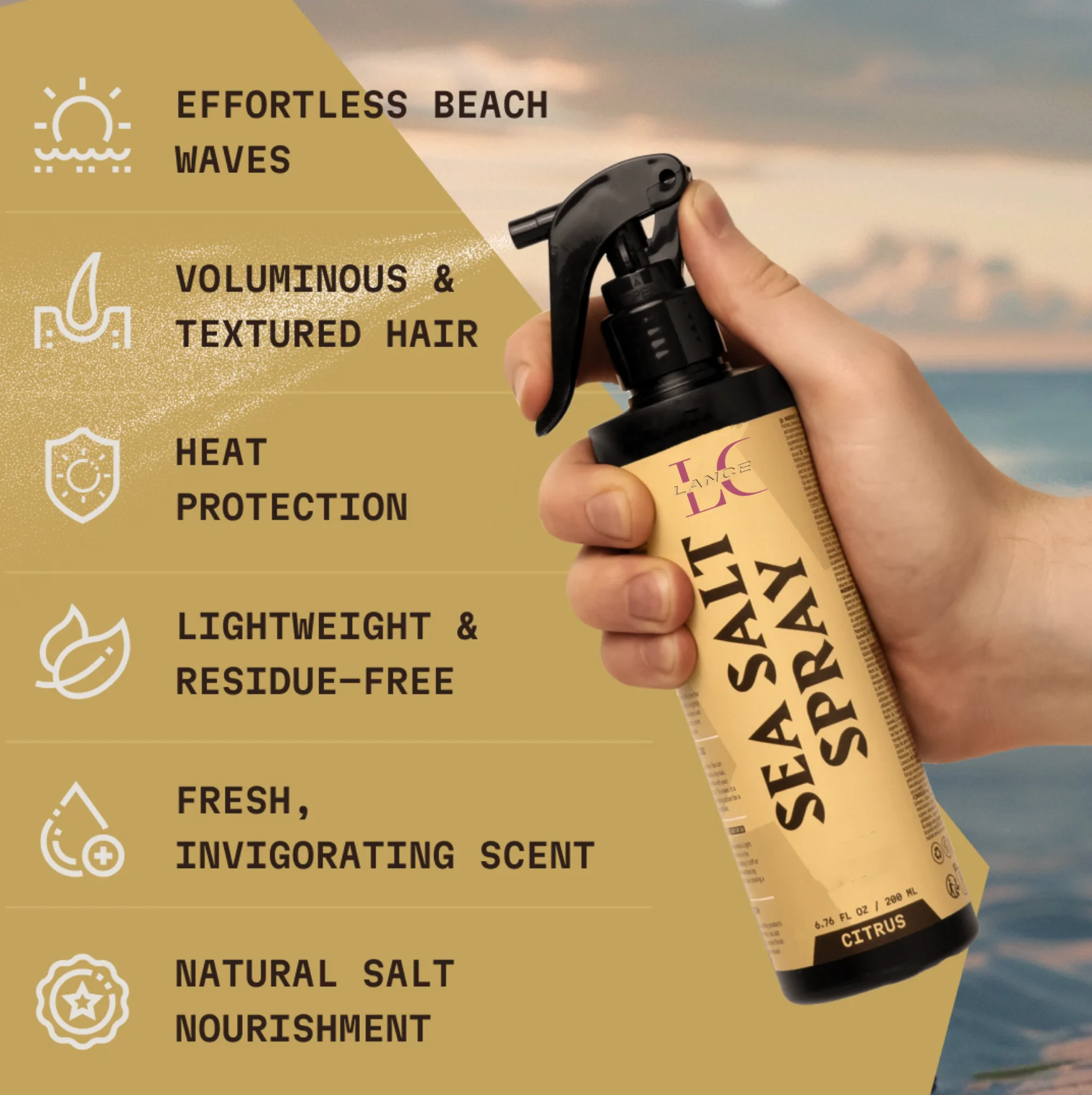Private Label OEM Natural Sea Salt Volumizing Textured Spray Hair Sea Salt Spray Hair Products for Men Women