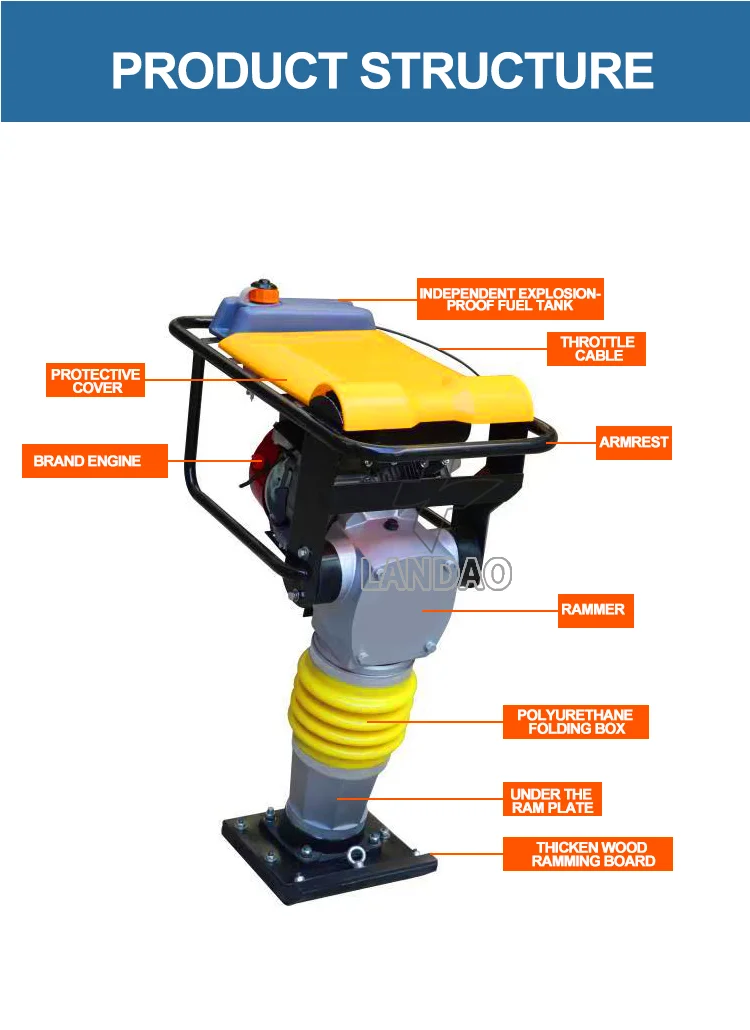 Construction Road Portable Tamper Vibratory Electric Compactor Tamping Rammer