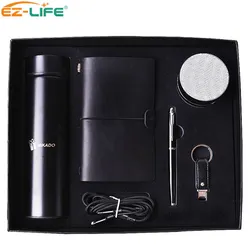 New product ideas 2021 Low price Pen  Promotion with Black Vacuum cup Notebook Keychain Pen and Power bank for wedding gift