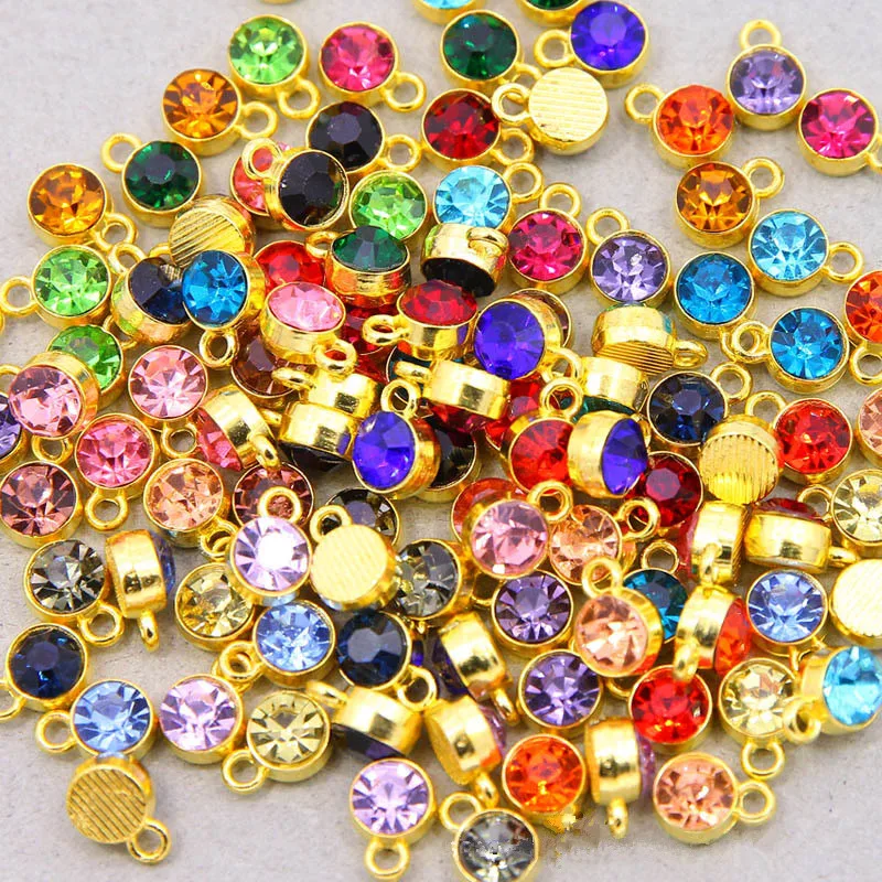 8mm glass birthday stone crystal Zircon diamond diy jewelry accessories colorful diamond pendant charms