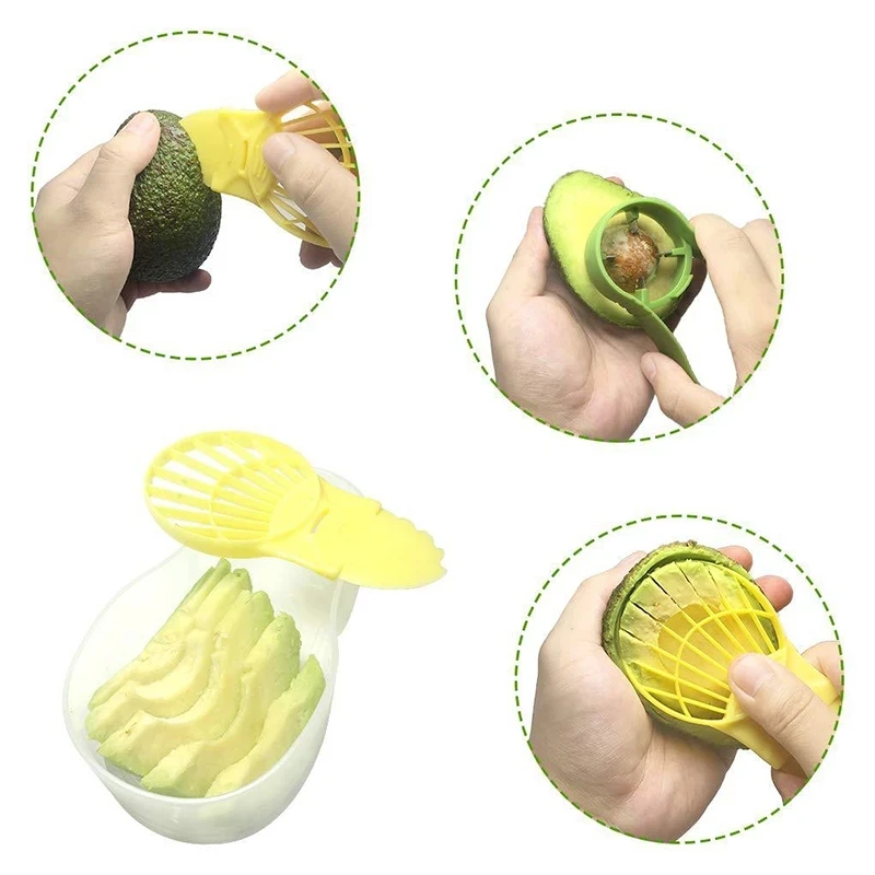 Avocado Slicer 6 In 1 Function Tool Storage Container Set for Kitchen Avocado Cutter with Green Chopper Fruit & Vegetable Peeler