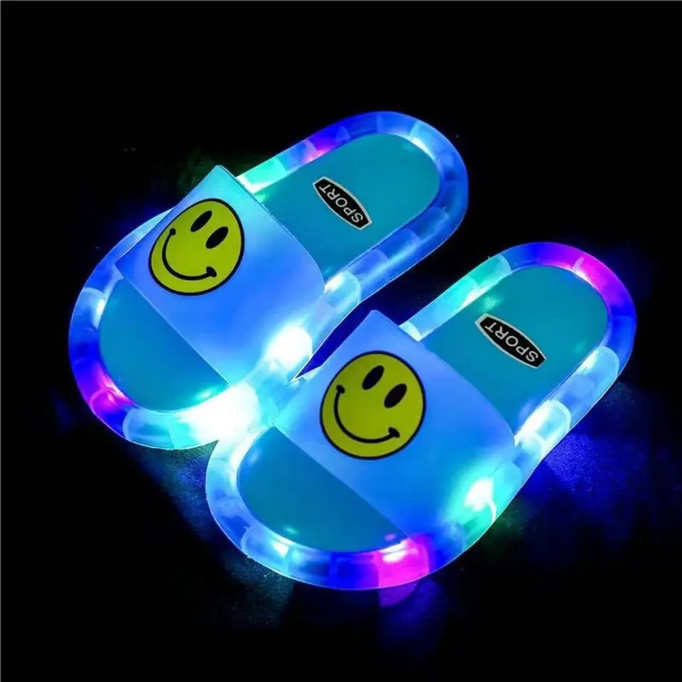 
Wholesale Custom Flip Flops LED Slippers for Kids Unisex House Smiley Face Pattern for Kids Suitable 2-9 Years Old Kids Slippers 
