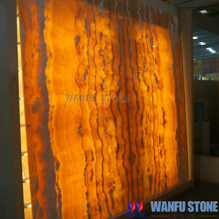 Light Yellow Color Onyx Mable Stone Big Slabs Luxurious Stone For Hotel Decoration