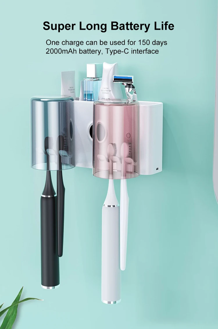 UVC Light Sterilizer Toothbrush With Cup UV Toothbrush Sterilizer Holder Wall Mounted