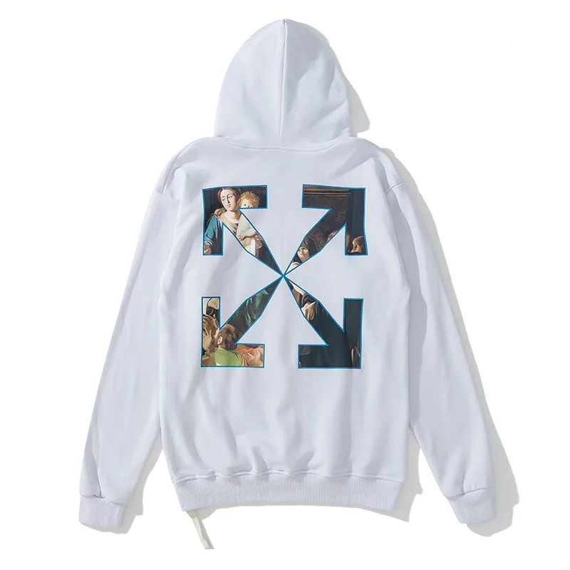 IHJ5584 Autumn oil painting print loose high street hoodies for men and women couple french terry hoodie coat wholesale