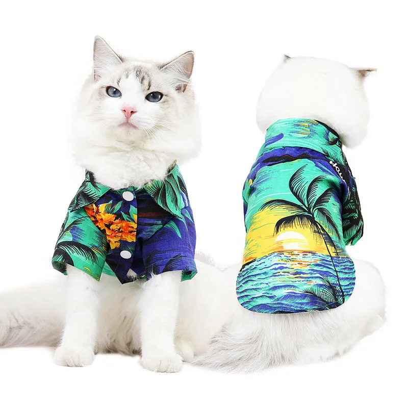Hot Sale Popular Hawaiian Beach Style Pet Shirt Printed Dog Cat Clothes Kitten t Shirt