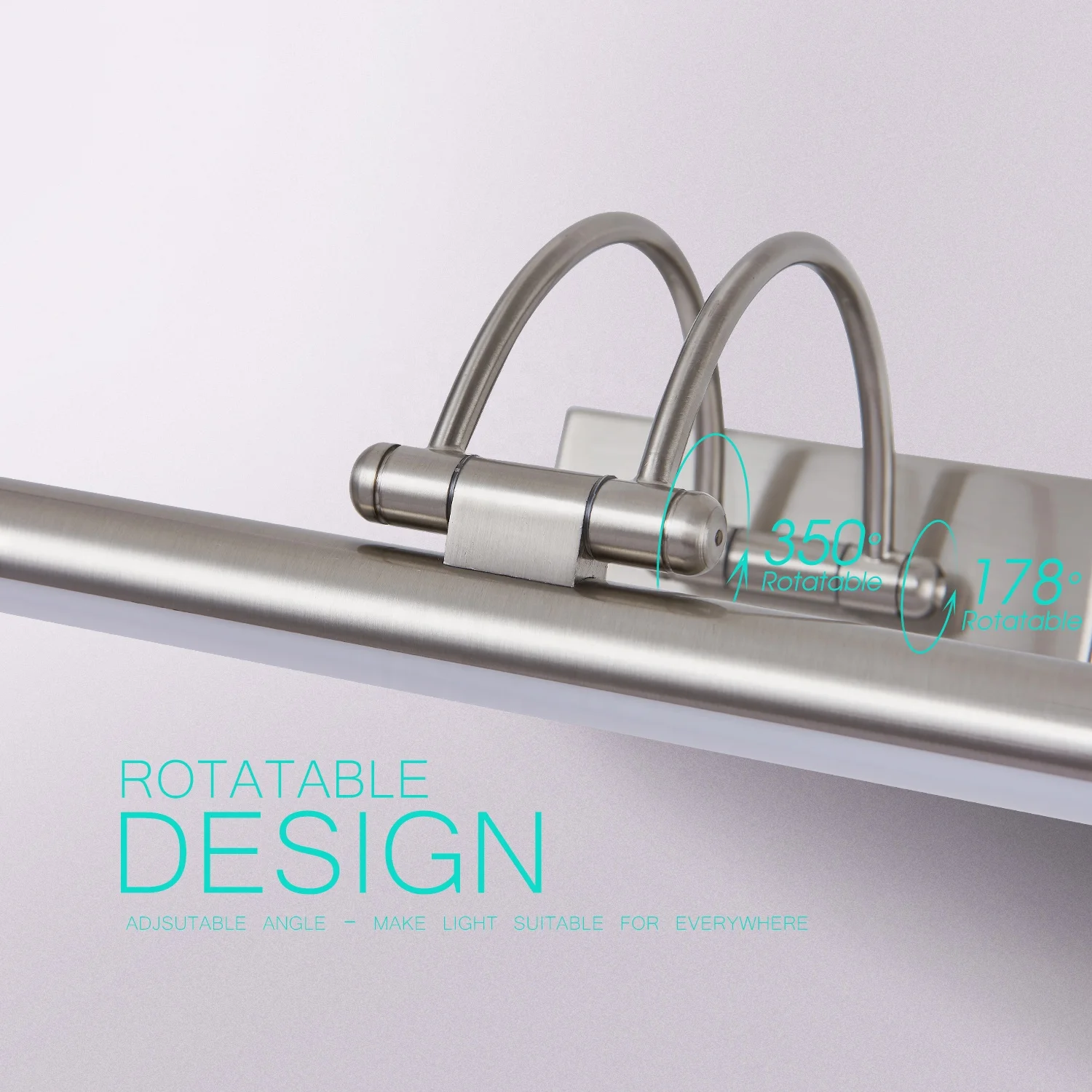 Vanity mirror with lights brushed nickel metal picture light wall fixtures led  hotel lighted vanity mirror lamp ip44