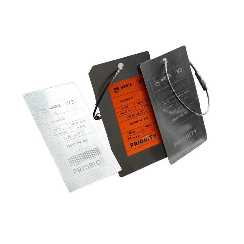 Custom Engraved LOGO Aluminium Hang tag for Clothing Metal Hangtag Clothes Label