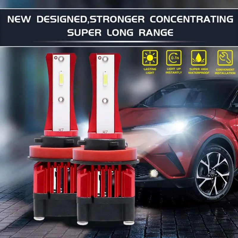 Автомобильные светодиодные лампы F6 H3 H11 HB3 HB4 9007 H4 H7 противоударные 6500k