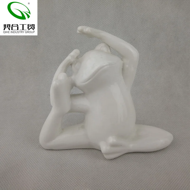 Ceramic yoga frog figurine for garden decoration porcelain yoga frog decoration