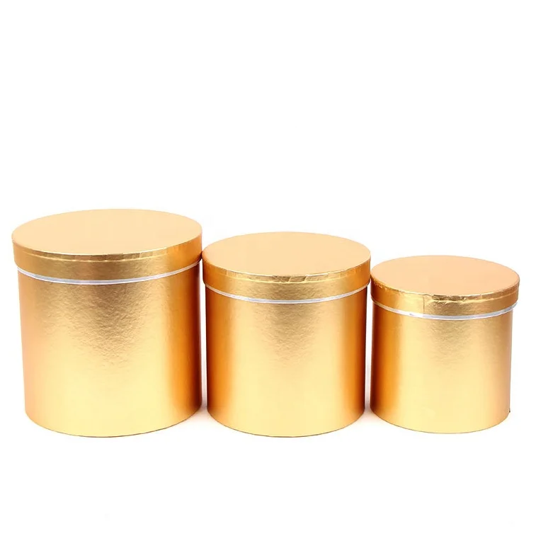 Custom gold foil cardboard round tube box Wholesale cheap paper cylinder flower boxes