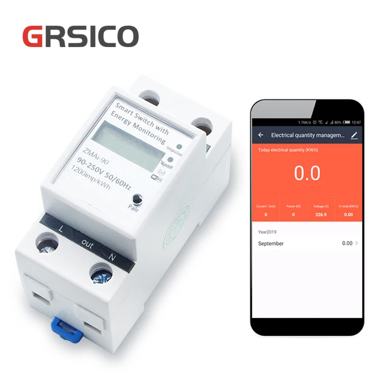 Smart Electricity Energy Meter for Tuya APP WIFI Remote Control Stop with Power Statistics, Support Alexa and Google Home Voice