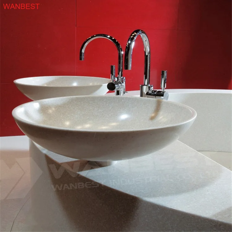 High Quality Artificial Stone Ceramic Sink Home Hotel Wash Basin White Bathroom Sink