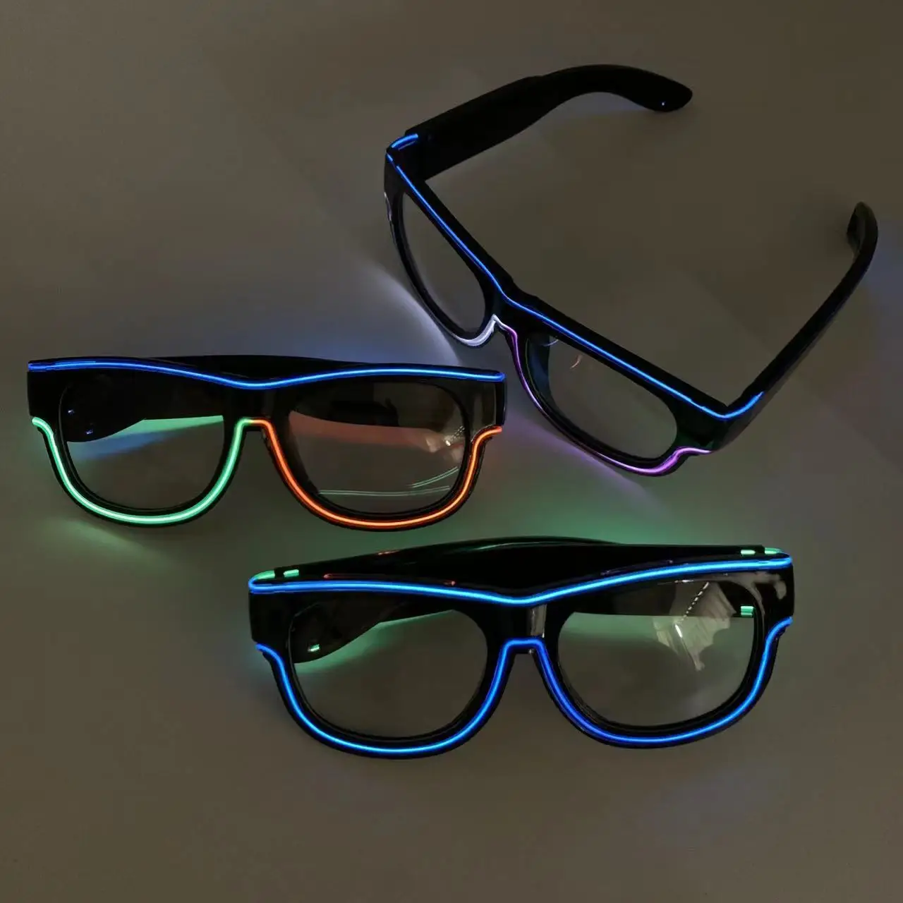 Best Seller brightness Flashing USB rechargeable aqua color LED Plastic Sunglasses for Night Party