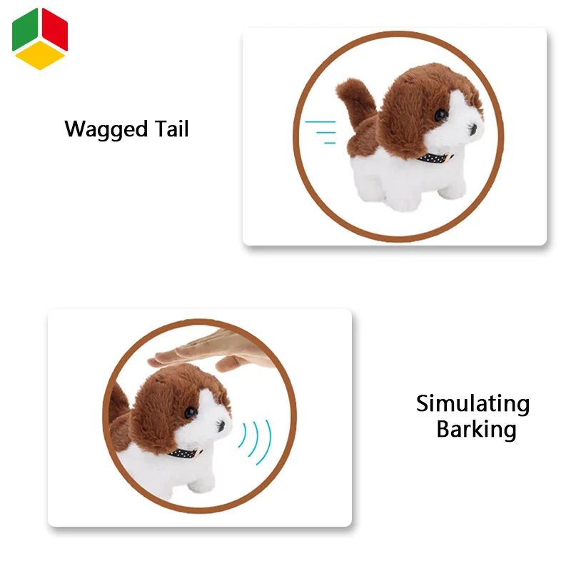 QS Wholesale Gift Toy Educational Cute Wag Tail Interactive Soft Stuffed Animal Walking Electric Plush Pet Dog Toys For Kids