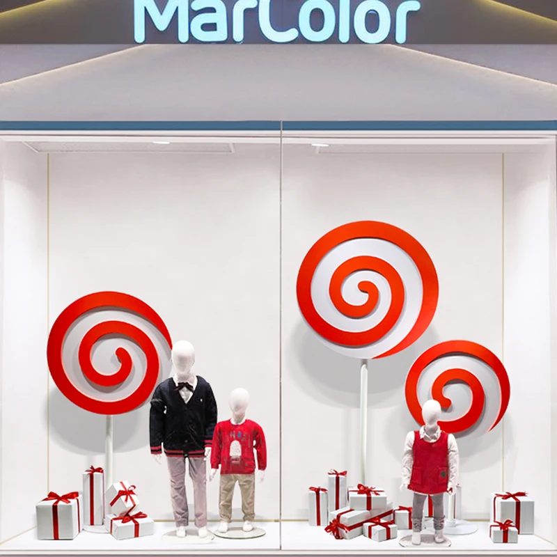 O&M Display Design Giant Lollipop Prop Christmas Windows Tree Indoor Candy Decorations