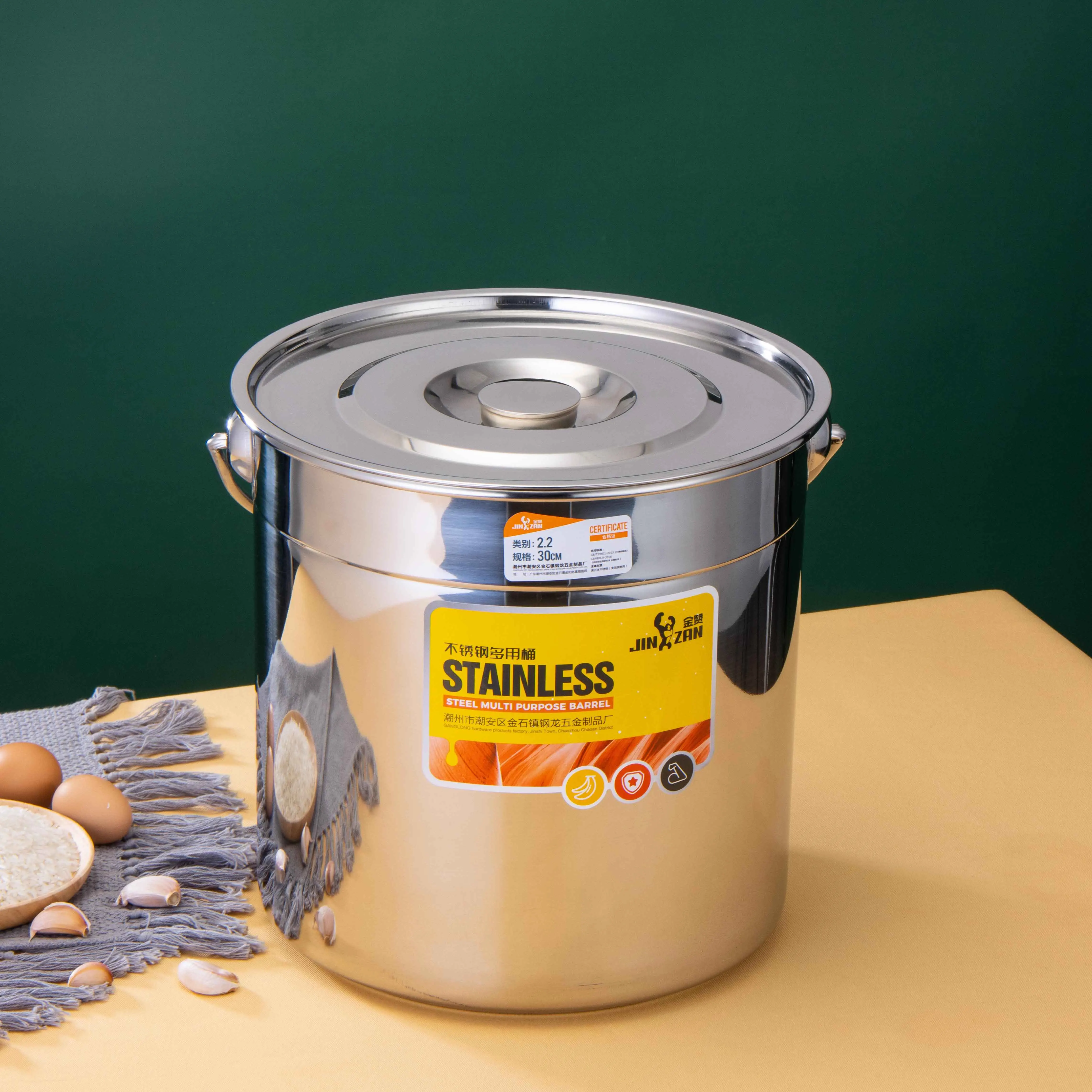 Multi-purpose Water and Soup Bucket Stainless Steel Oil Lift Bucket With Lid For Commercial Use