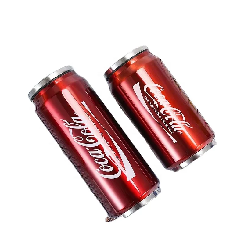 Wholesale Vacuum Ice Beverage Can 304 Stainless Steel Thermal Cola Can Personalized 280ML/480ML Double Wall  Can With Drink Lid