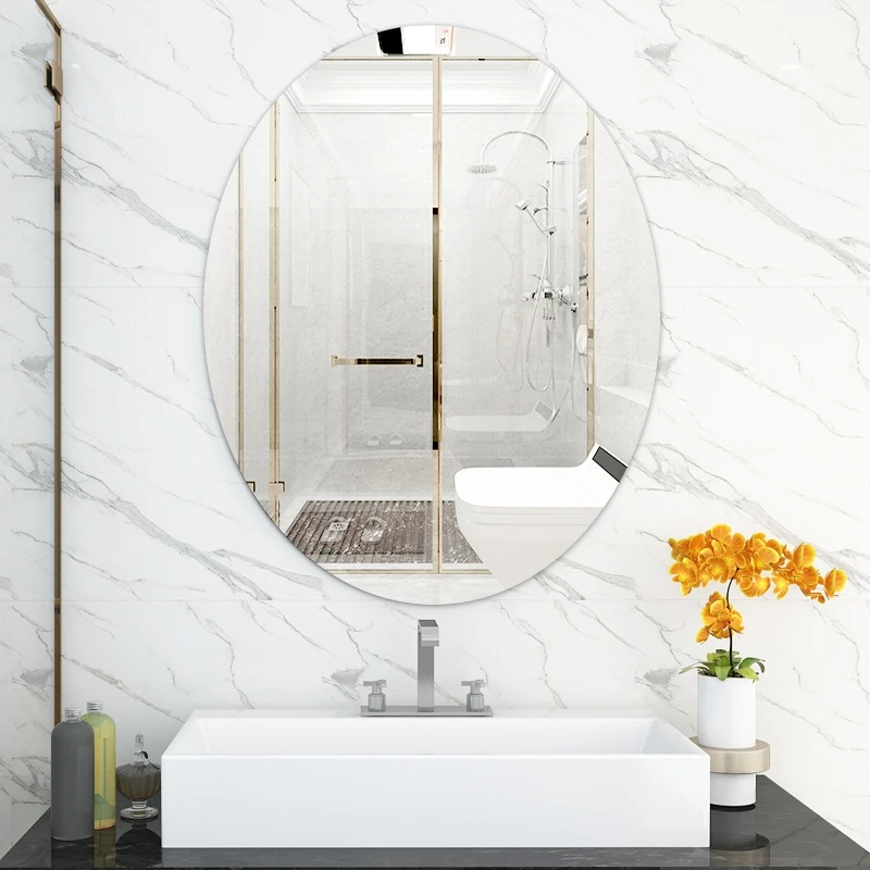 Oval Frameless Bathroom Mirrors/Decoration Designs Frameless Mirror Mounting Hardware