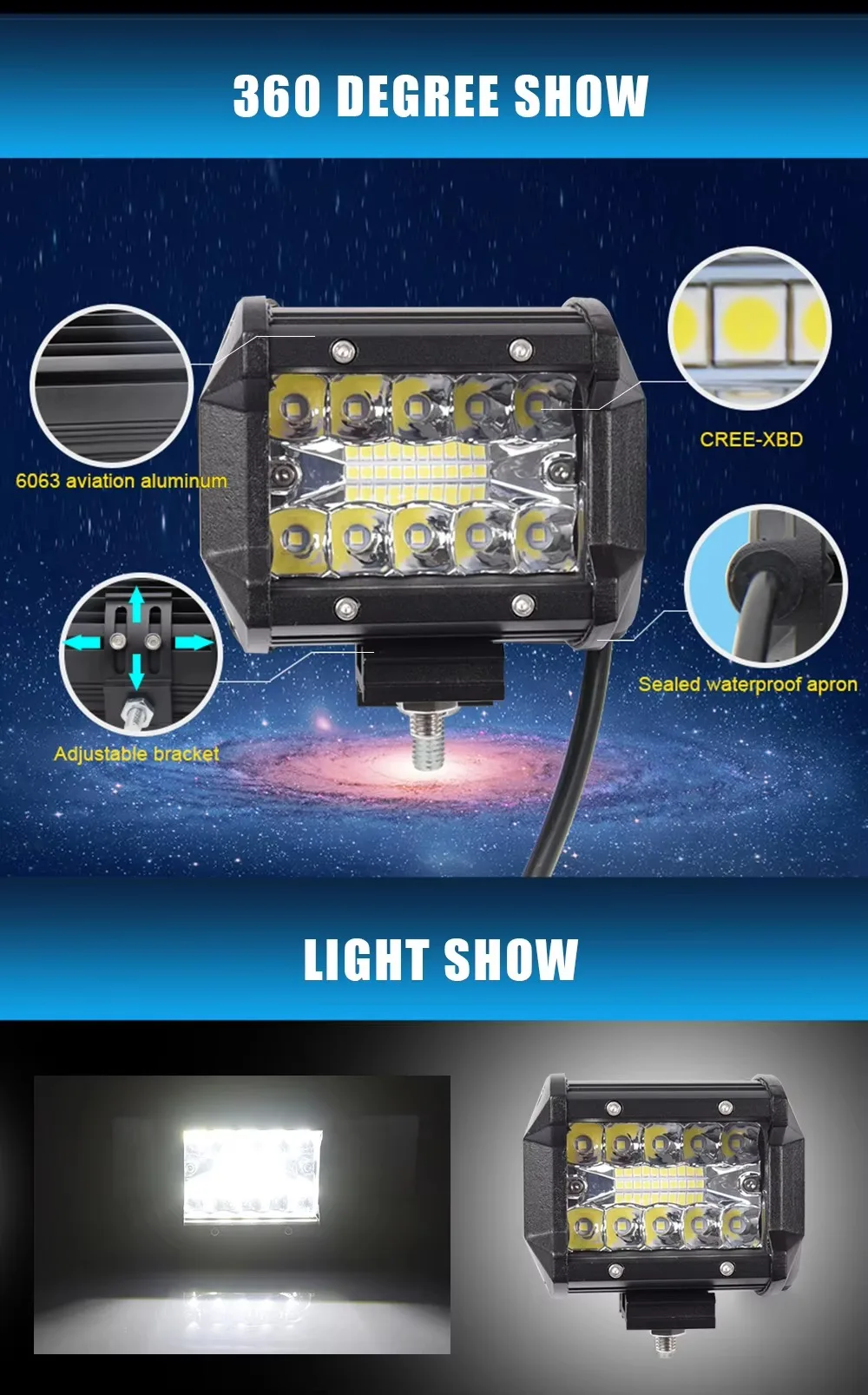 top selling car bar 60w waterproof rate 4 inch led work light