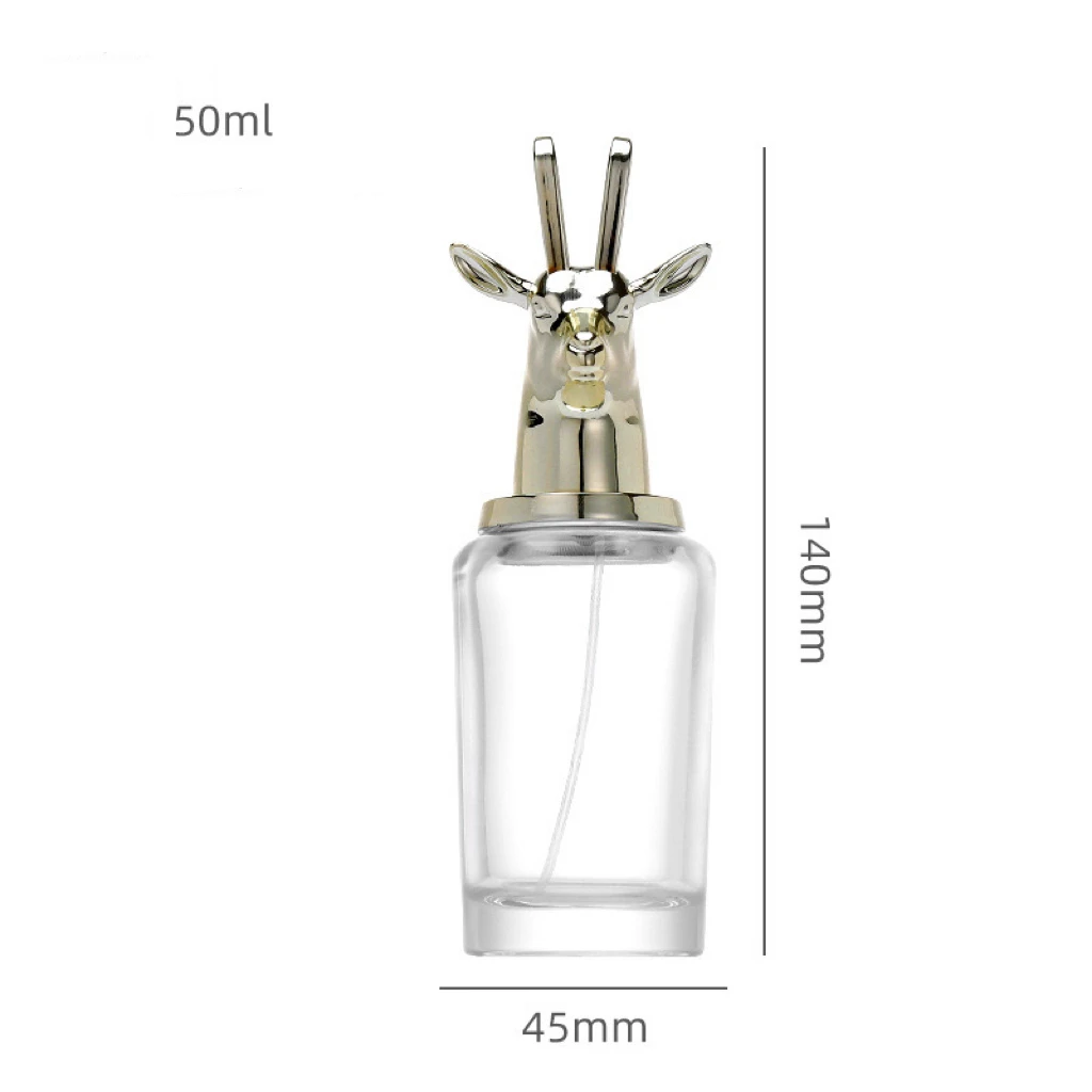 Metal Animal Caps Cylinder Glass Perfume Bottle with Multi-Volume