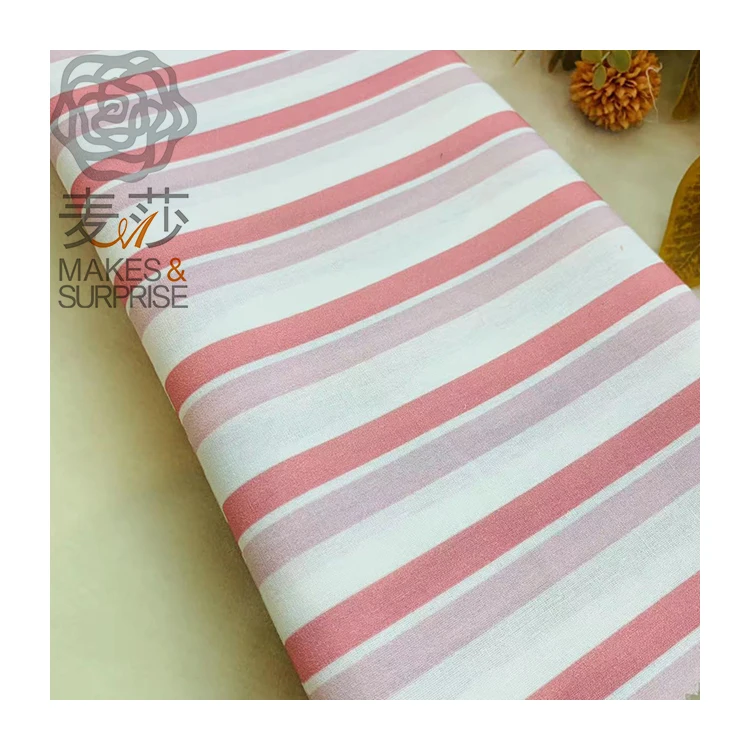 2024 Pure Cotton Fabric Knit Stretch Fabric Pink White Striped Pure Cotton Fabric For Clothing Pillows Blouses Bedding