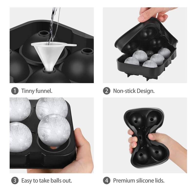 Bpa Free Large Ice Cube Maker High Quality 6 Cavity Silicone Ice Cube Mold Big Giant Size Silicone Ice Cube Tray