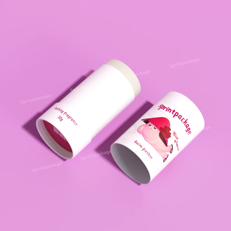 Eco-friendly Small Cylinder Cosmetic Gift Paper Tube Cardboard Push Up Lip Balm Deodorant Hair Wax Stick Packaging Tube