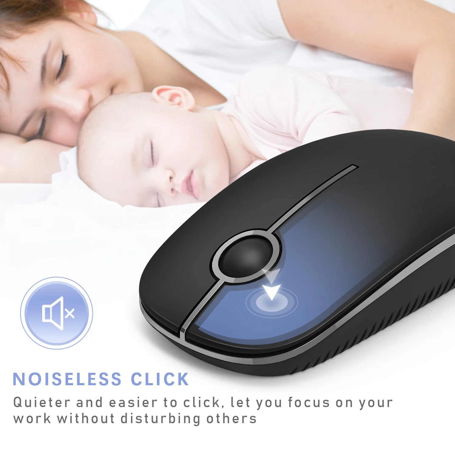 Slim Ergonomic Keyboard Mouse with Round Keys for Windows Laptop PC Notebook Wireless Keyboard and Mouse Set