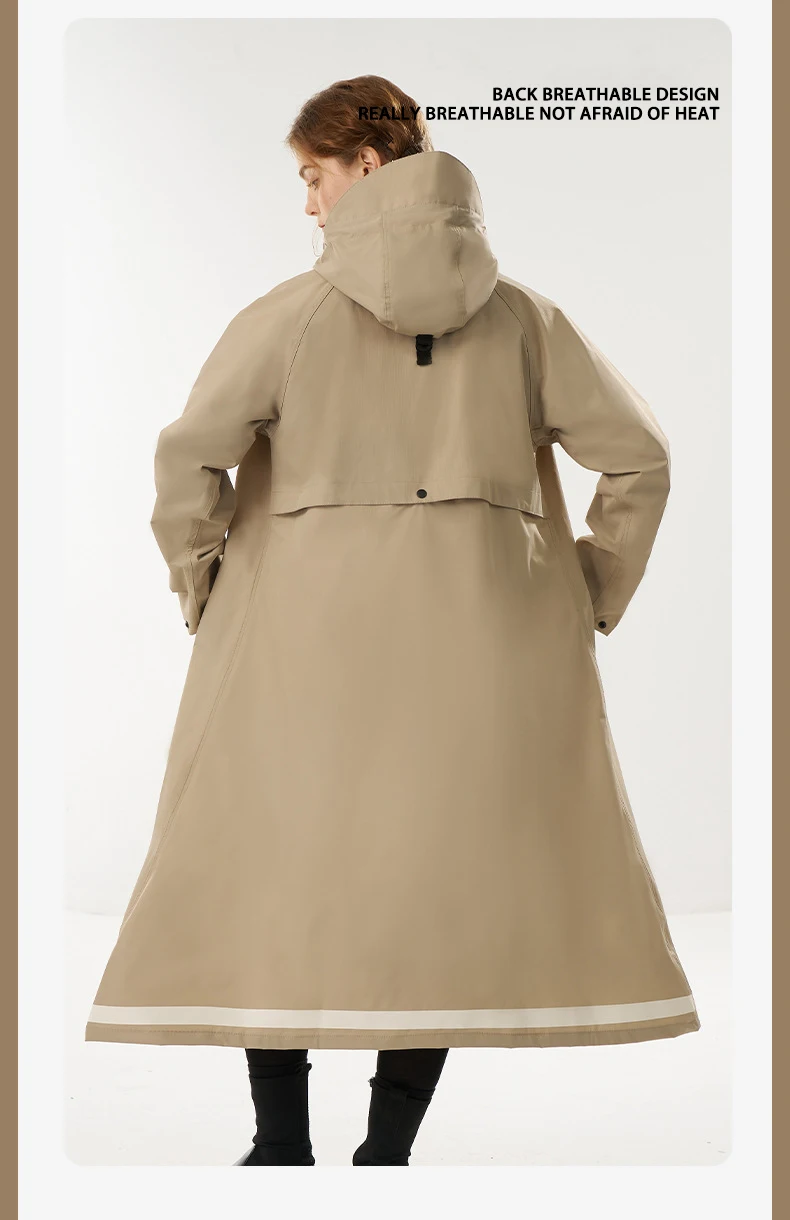 Rainfreem New Arrival Outdoor Wear Raincoats Unisex Long Trench Fashion Raincoat Adult Reflective Rain Coat