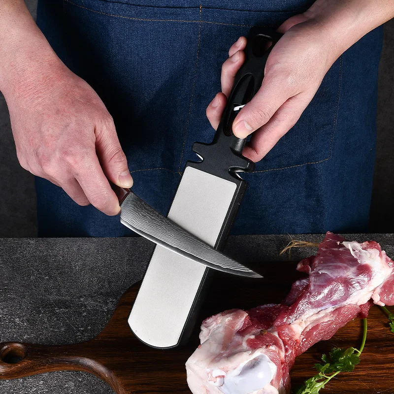 Household Portable Pink Blue Emery Double-sided Five-use Quick Knife Scissors Sharpener Top Quality Diamond Kitchen Gadget