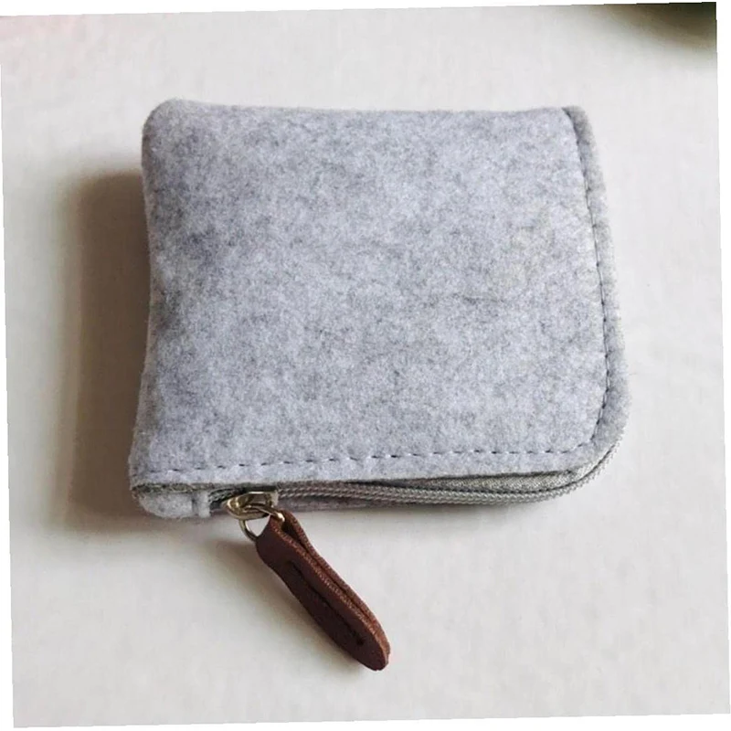 Felt Simple Coin Purse Short Wallet Change Purse Bag Mini Wallet Zipper Pouch Key Card Holder for Women Men
