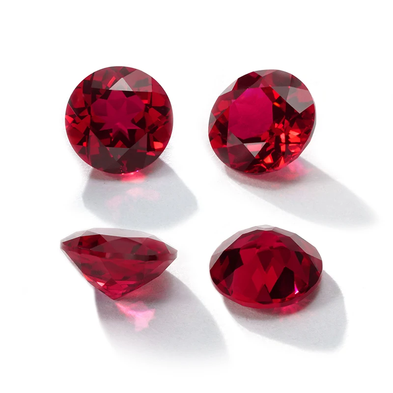 Starsgem Wholesale Price Loose round Natural Cut Synthetic Lab Grown Ruby Gemstones Blood Red stone