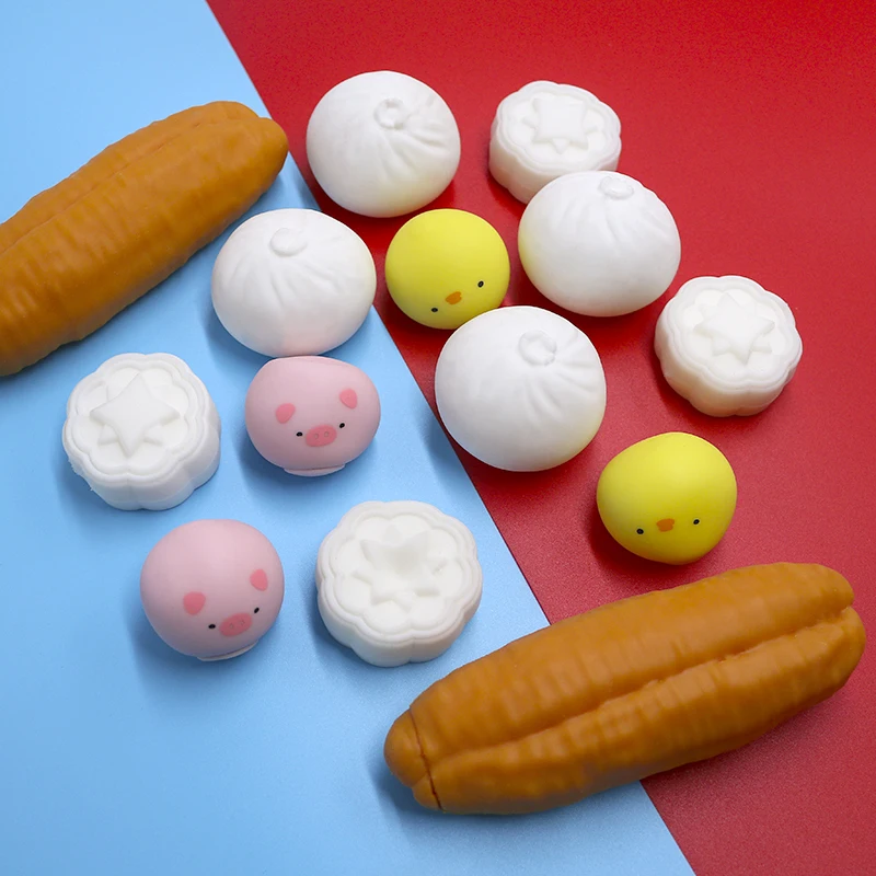 Simulated Food The Pig Steamed Stuffed Bun Soft Rubber Toy Trick Gift Funny Party Toy Steamer Children Stress Relief Kitchen Toy