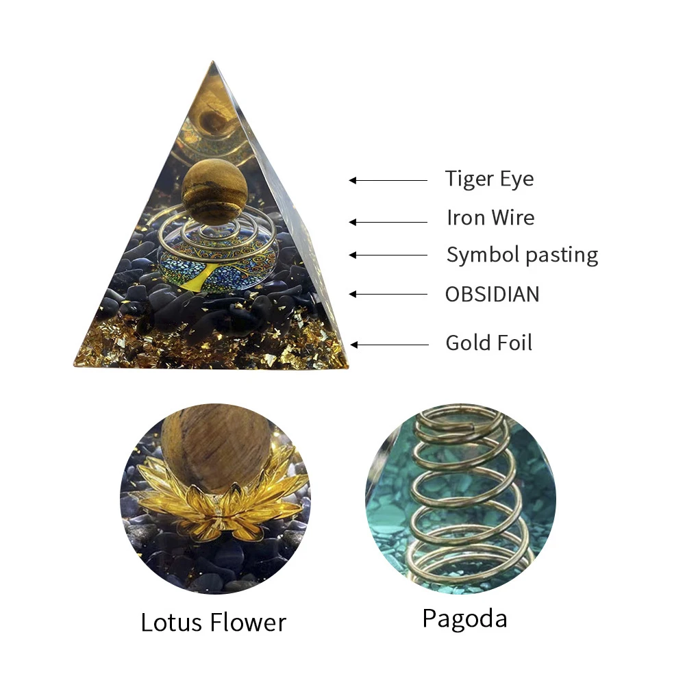 1 pc Natural Crystal Ball Pyramid Ornament Resin Glue Wrapped Crystal Gravel Home Small Ornament Box Popular Crafts