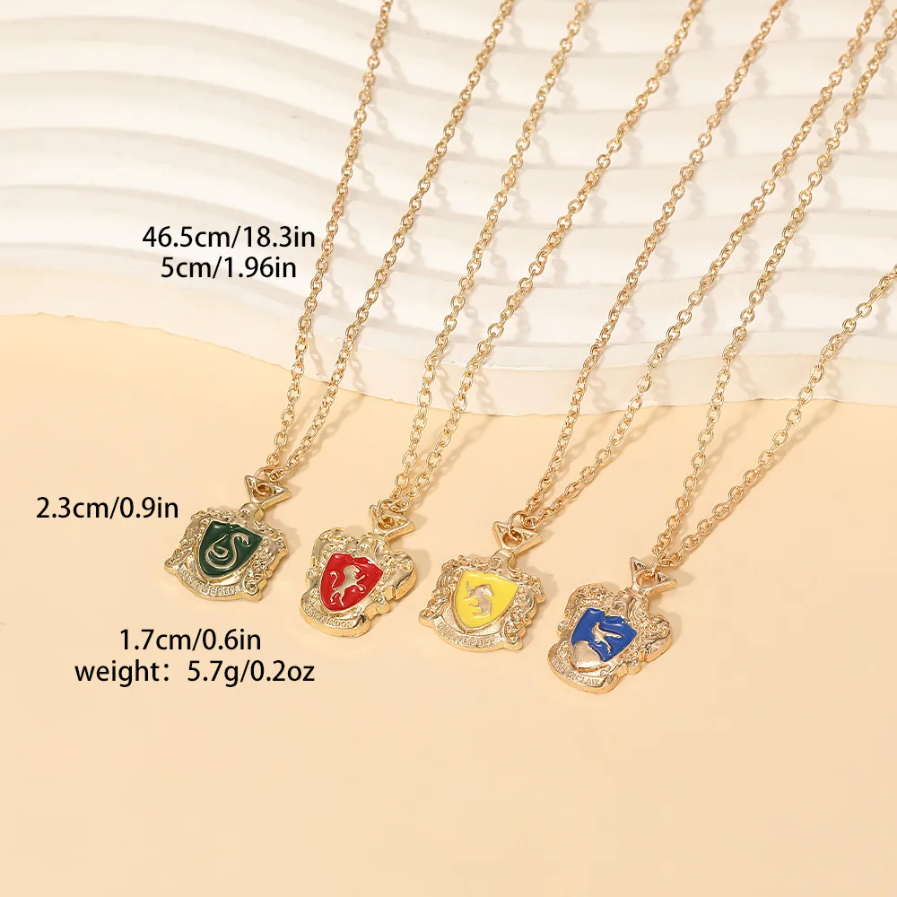 New Harry Potter Academy Medal Alloy Dripping Oil Diy Pendant Fashion Jewelry Necklace For Men Women