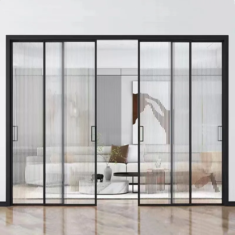 Patio exterior aluminium sliding accordion folding metal frame glassdouble wrought iron outdoor  door Aluminum Exterior Door