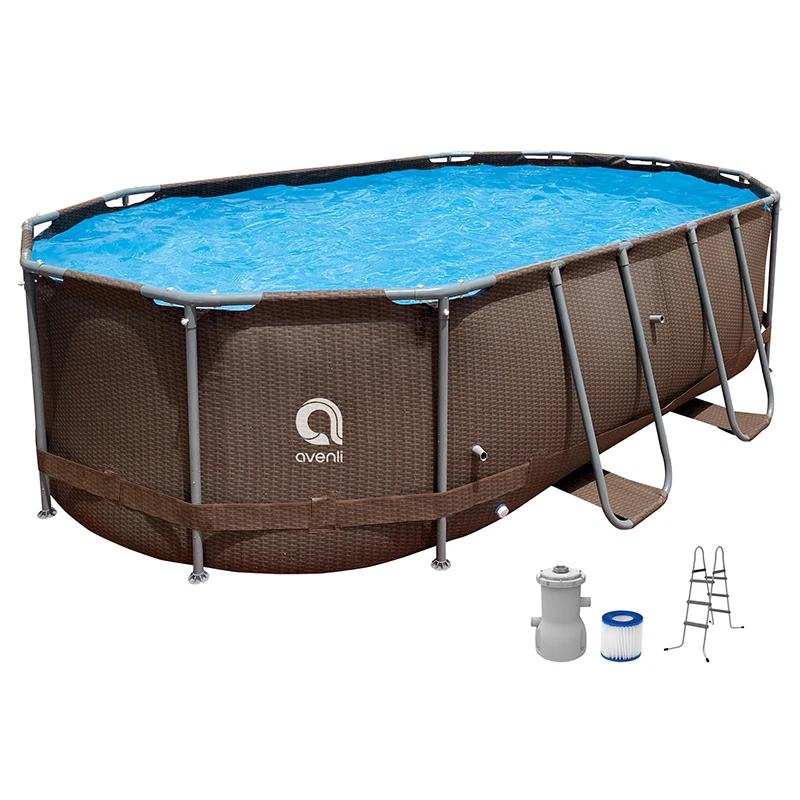 Jilong Avenli Rattan Series Oval Steel Super Max Pool 4.27m*2.75m*1.0m Garden leisure Frame steel pool swimming pool