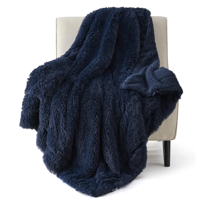 Shine Blue Color Mohair Blanket soft doll custom stuffed animal plush fabric plush blanket for travel