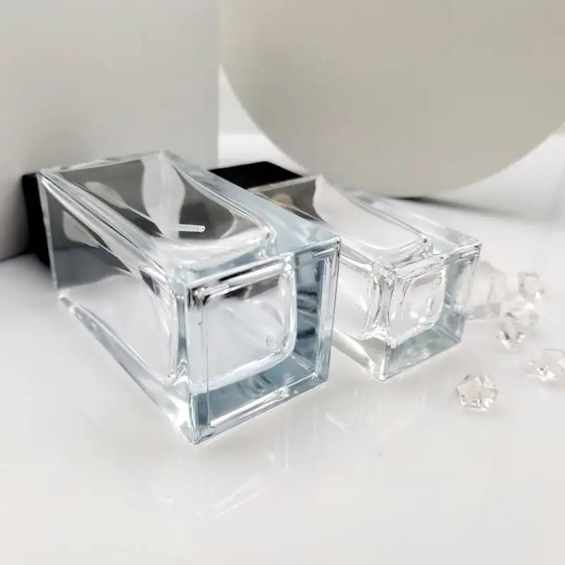 50ml 100ml Rectangle Manufacturer 50ml Square Spray Cosmetic Container Empty Premium Luxury Glass Perfume Spray Bottle